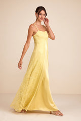 Mitzie Light Yellow Embroidered Maxi Dress
