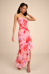 Simia Lavender Multi Floral Asymmetrical Midi Dress