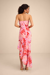 Simia Lavender Multi Floral Asymmetrical Midi Dress