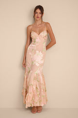 Deluca Floral Burnout Sleeveless Ruffled Maxi Dress