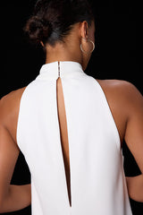 Bex White Mock Neck Shift Mini Dress