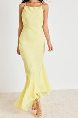 Lanista Light Yellow Strappy Asymmetrical Maxi Dress