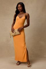 Palani Light Orange Jersey Knit Maxi Dress