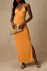 Palani Light Orange Jersey Knit Maxi Dress