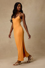 Palani Light Orange Jersey Knit Maxi Dress