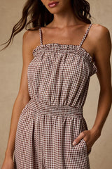 Dylan Brown Gingham Wide-Leg Jumpsuit