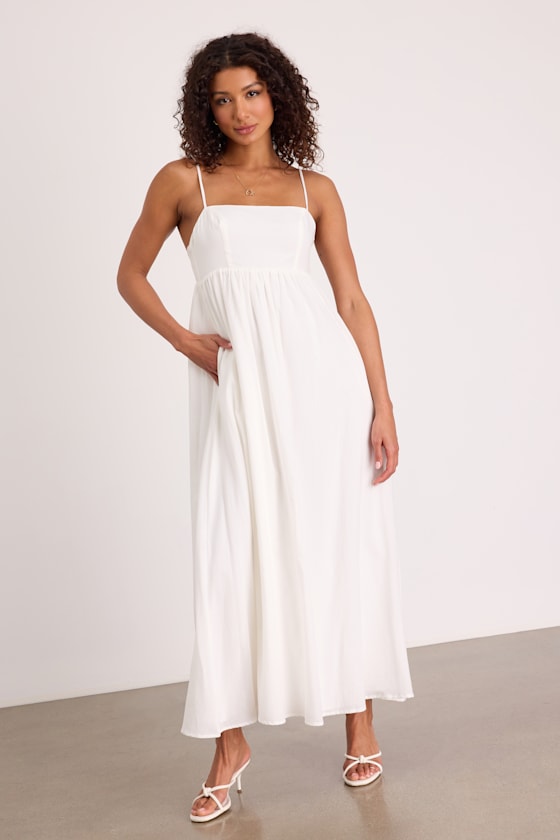 Janie White Backless Maxi Dress