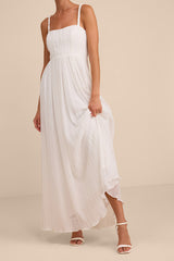 Alana White Textured Sleeveless Maxi Dress