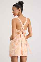 Belen Peal Floral Jacquard Tie-Back Mini Dress