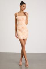 Belen Peal Floral Jacquard Tie-Back Mini Dress