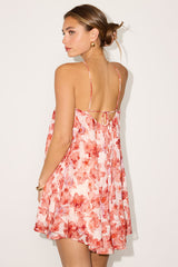 Dezzi White Multi Floral Halter Shift Mini Dress