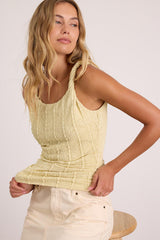 Roan Light Green Lace Twist Strap Tank Top