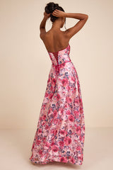Avaia Pink Floral Strapless Maxi Dress