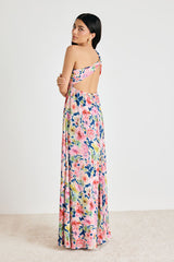 Georgianna Pink Multi Floral Plisse Maxi Dress