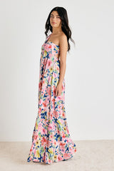 Georgianna Pink Multi Floral Plisse Maxi Dress