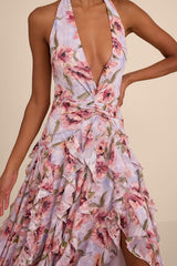 Oleta Lavender Multi Floral Ruffled Maxi Dress