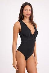 Balyn Black Slinky Knit Cutout Bodysuit