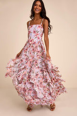 Hensley Lavender Multi Floral Bustier Maxi Dress