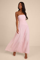Florian Blush Pink Drop Waist Maxi Dress