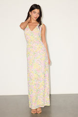 Earhart Yellow Multi Floral Mesh Maxi Dress