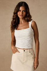 Marella Ivory Textured Tie-Back Tank Top