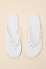 Nina White Pearl Flip Flops