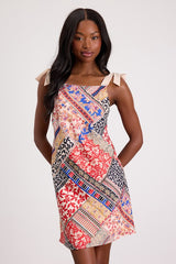 Ximena Multi Print Tie-Strap Mini Dress
