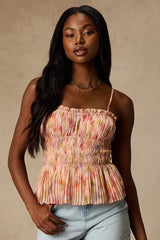 Demeter Blush Multi Floral Peplum Tank Top