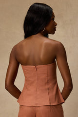 Tristen Terracotta Embroidered Strapless Top