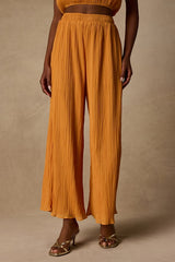 Nikaia Light Orange Plisse Wide-Leg Pants