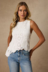 Eden Ivory Crochet Knit Asymmetrical Top
