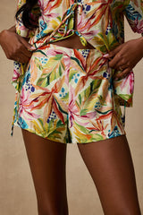 Talise Ivory Multi Tropical Print High-Rise Shorts