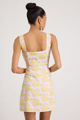 Truly the Cutest White Multi Satin Square Neck Mini Dress