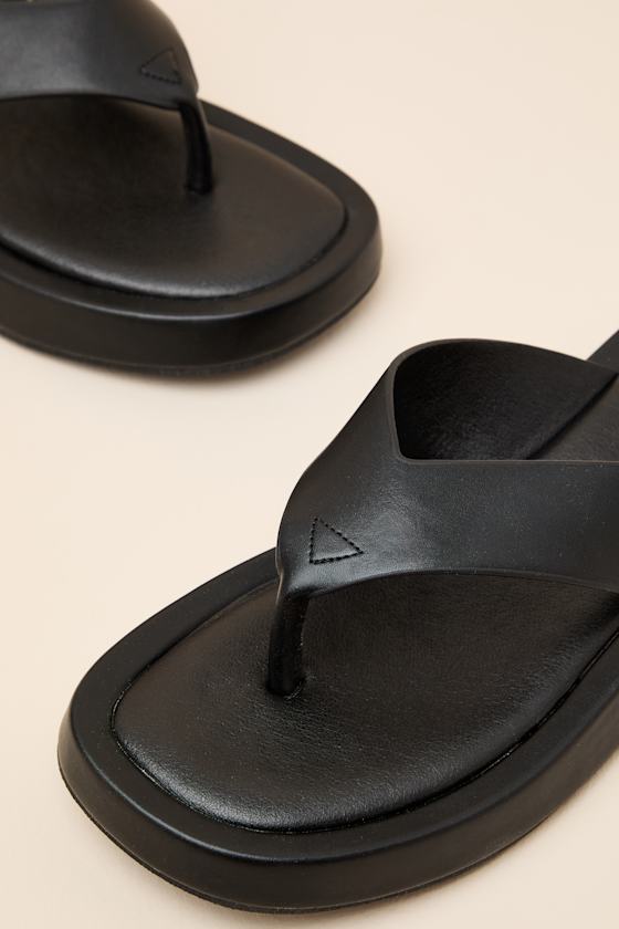Mallorca Black Platform Thong Sandals