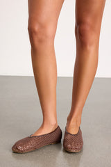 Marta Chocolate Woven Ballet Flats