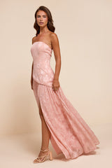 Allison Pink Floral Burnout Drop Waist Maxi Dress