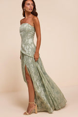 Allison Sage Floral Burnout Drop Waist Maxi Dress