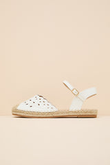 Meeka White Ankle Strap Flatform Espadrilles