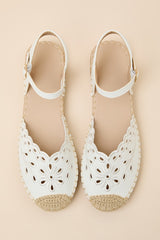 Meeka White Ankle Strap Flatform Espadrilles