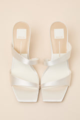 Icelyn Off White Satin High Heel Slide Sandals