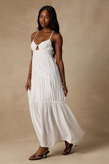 Devaney White Tie-Back Maxi Dress