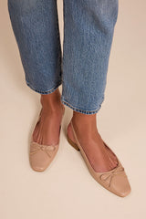 Camisa Beige Slingback Low Heel Pumps