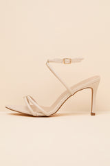 Baila Beige Ankle Strap High Heel Sandals