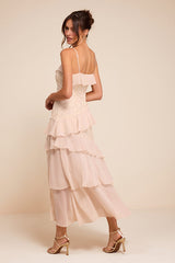 Shay Cream Tiered Lace Midi Dress