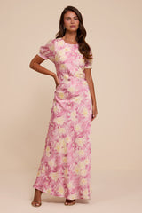 Eirini Dusty Pink Floral Backless Maxi Dress