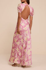 Eirini Dusty Pink Floral Backless Maxi Dress