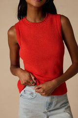 Hollis Bright Red Sweater Knit Tank Top