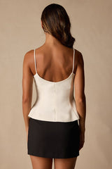 Sanvi Cream Peplum Cami Top