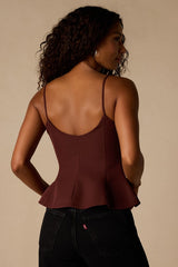 Sanvi Dark Brown Peplum Cami Top