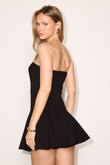 Marlise Black Ponte Knit Strapless Skater Mini Dress